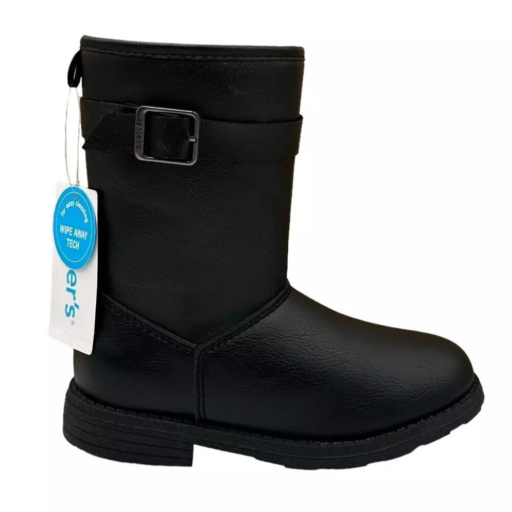 Carter's‎ Little Girl's Fashion Mid Calf Boots Size 13 Black Lined Side Zipper
